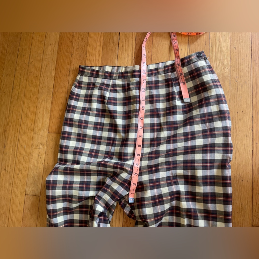 60s Vintage Plaid Cigarette Skinny Pants - Picture 6 of 9
